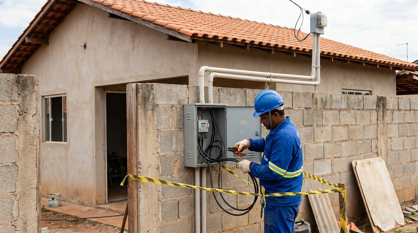 Eletricista instalando padrao de energia em Duque de Caxias‑RJ
