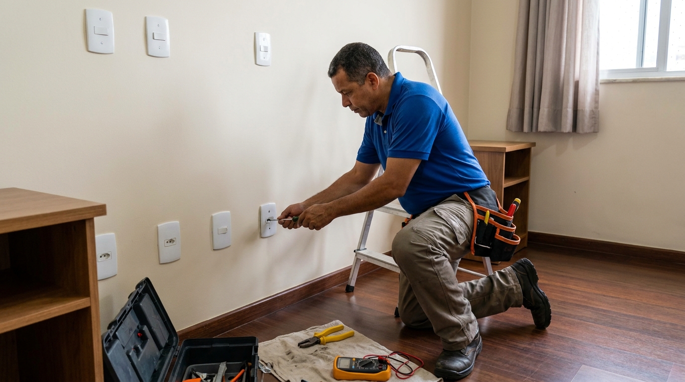 Instalacao de tomada e interruptor residencial em Duque de Caxias‑RJ