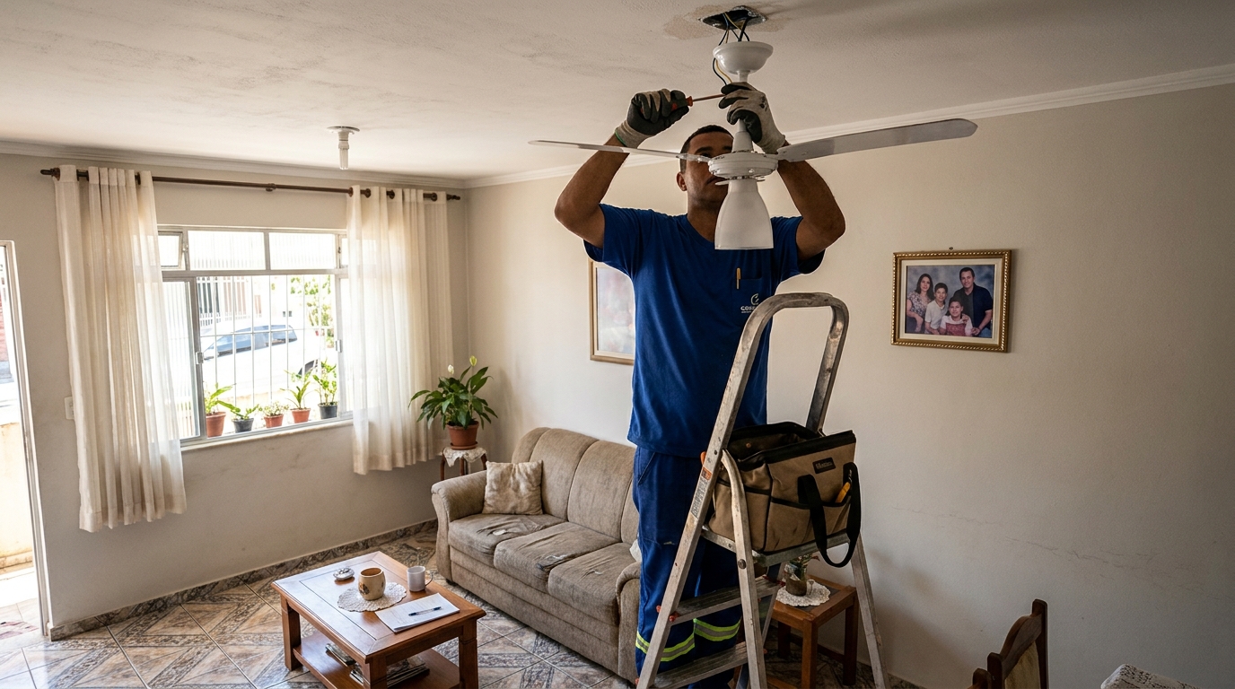 Instalacao de ventilador de teto residencial em Duque de Caxias‑RJ